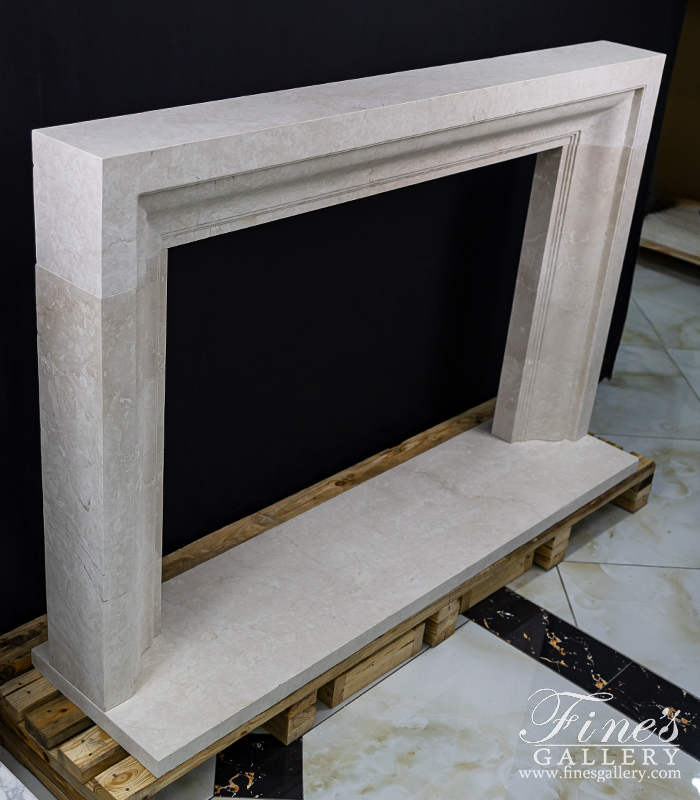 Marble Fireplaces  - Classic Contemporary Fireplace Mantel In Italian Botticino Marble - MFP-2649